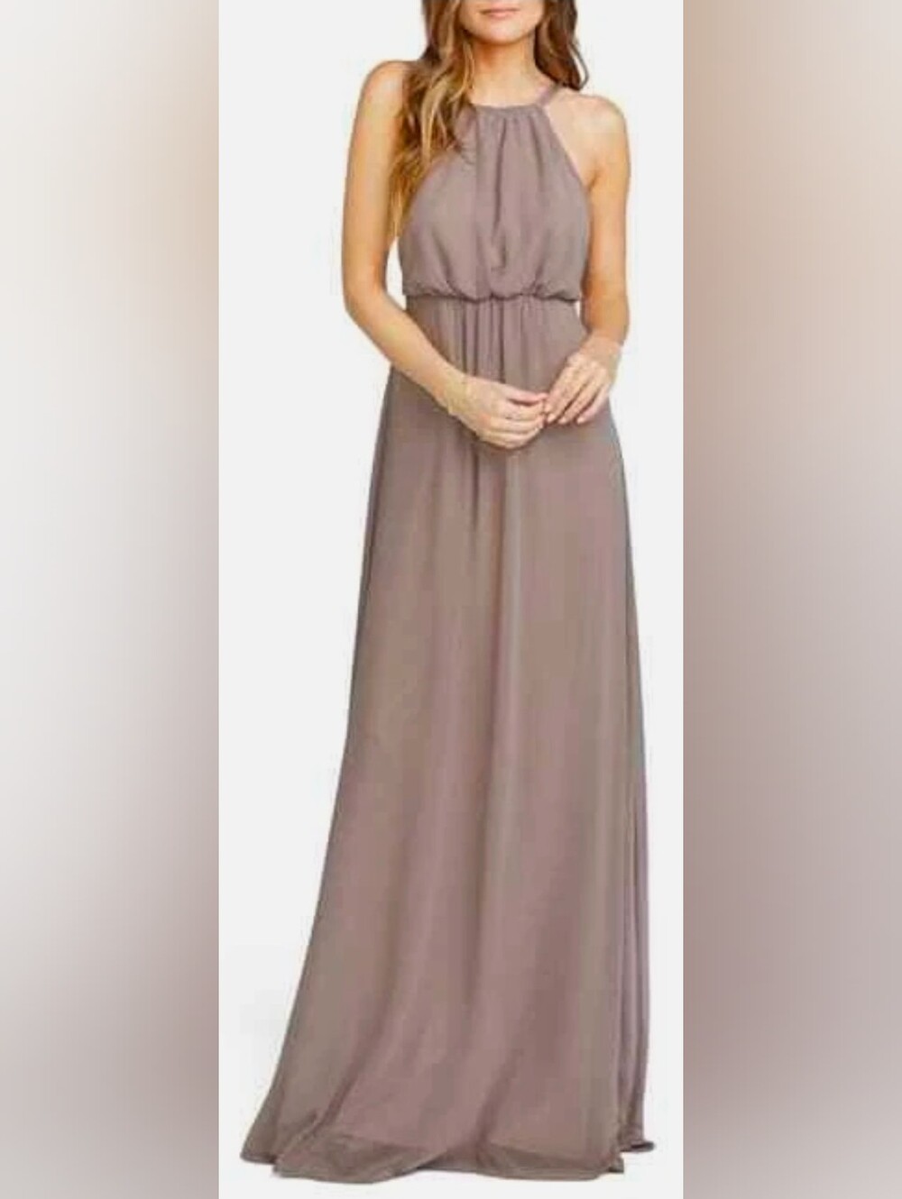 Show Me Your MuMu Taupe/Dune Halter Maxi Dress